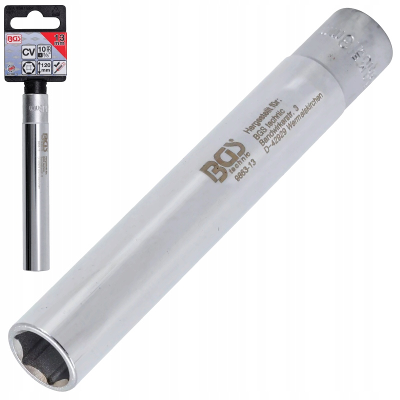 Nasadka 13mm długa 120mm Klucz nasadowy 6-kąt. BGS-Germany