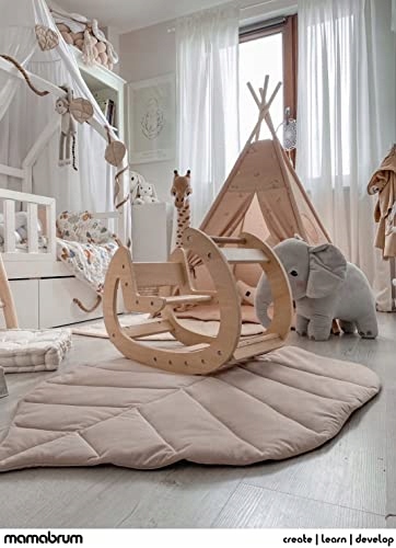 Mamabrum Balance Board for Kids, Wooden Rocker for Children from 1 Year, Le Materiał drewno