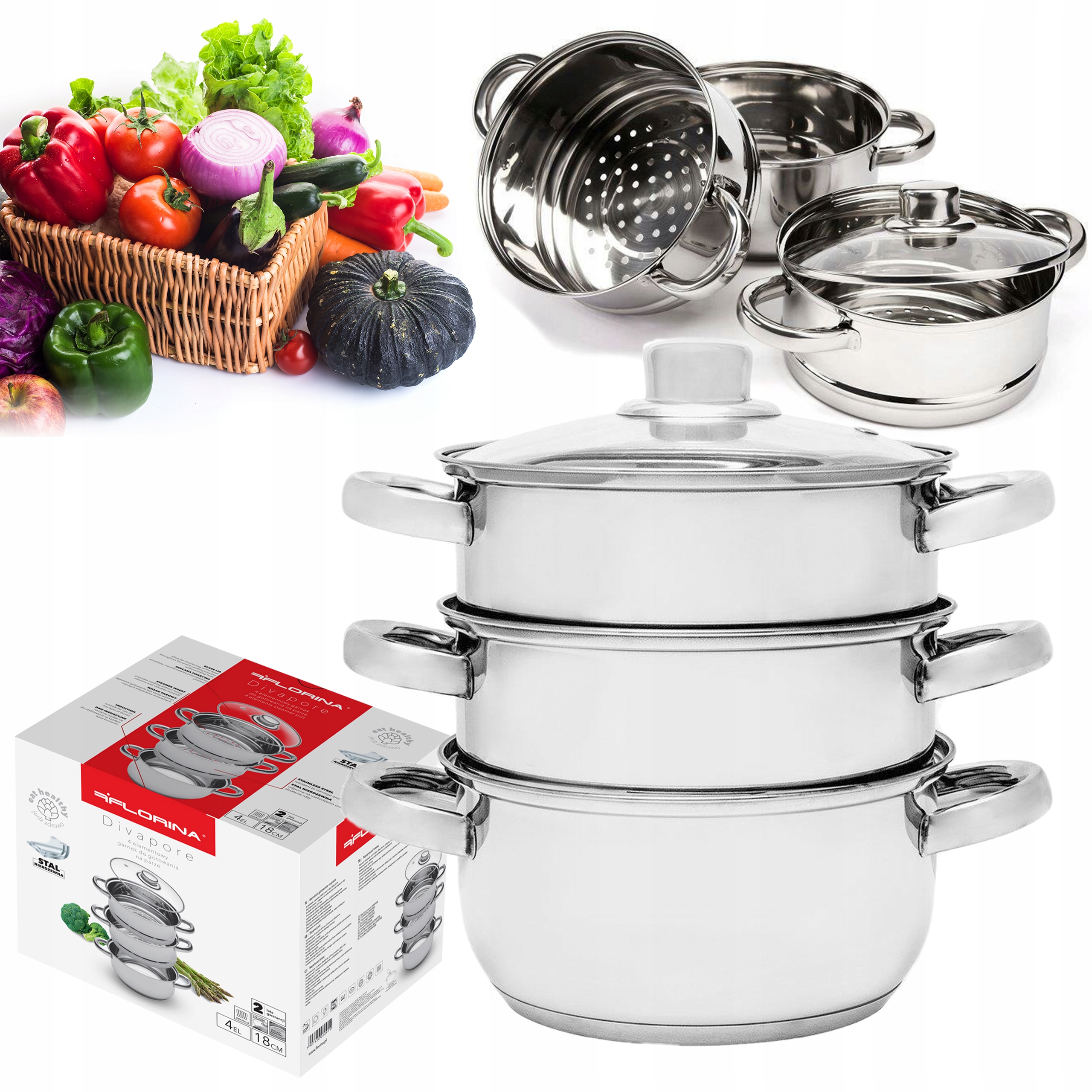 PAROWAR GARNEK DO GOTOWANIA NA PARZE 18CM 4EL