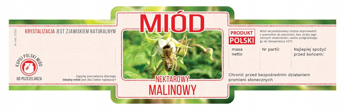 

Etykiety na miód malinowy (100szt) E236