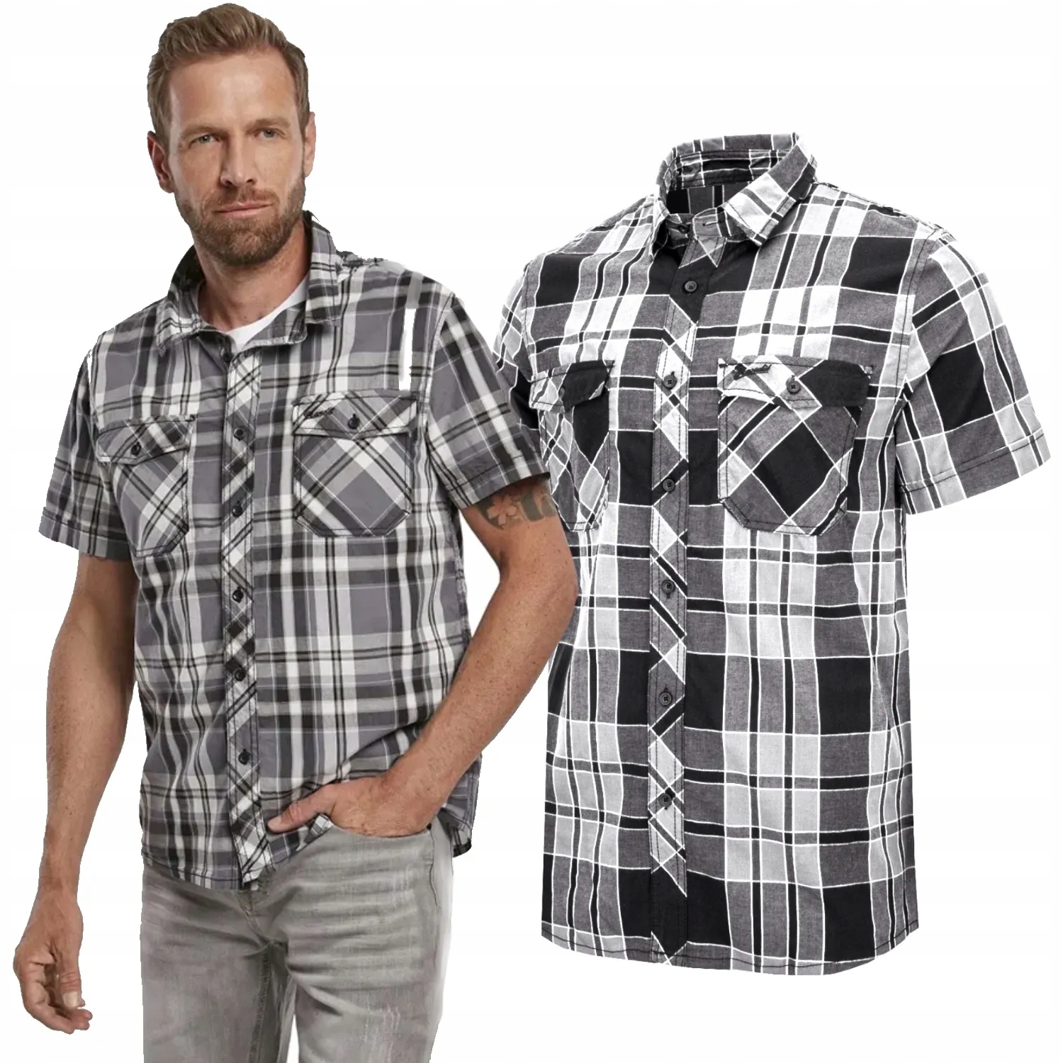 Koszula z krótkim rękawem Brandit Roadstar czarno-antracytowa [XL]