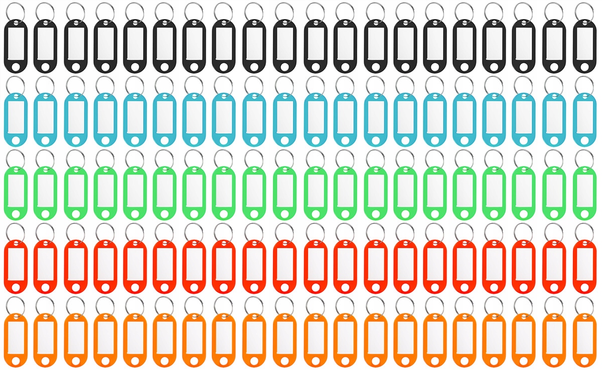 IDENTYFIKATORY BRELOKI ZAWIESZKI WTYKIETY DO KLUCZY NA KLUCZE 100 szt. Liczba sztuk w ofercie 100 szt.