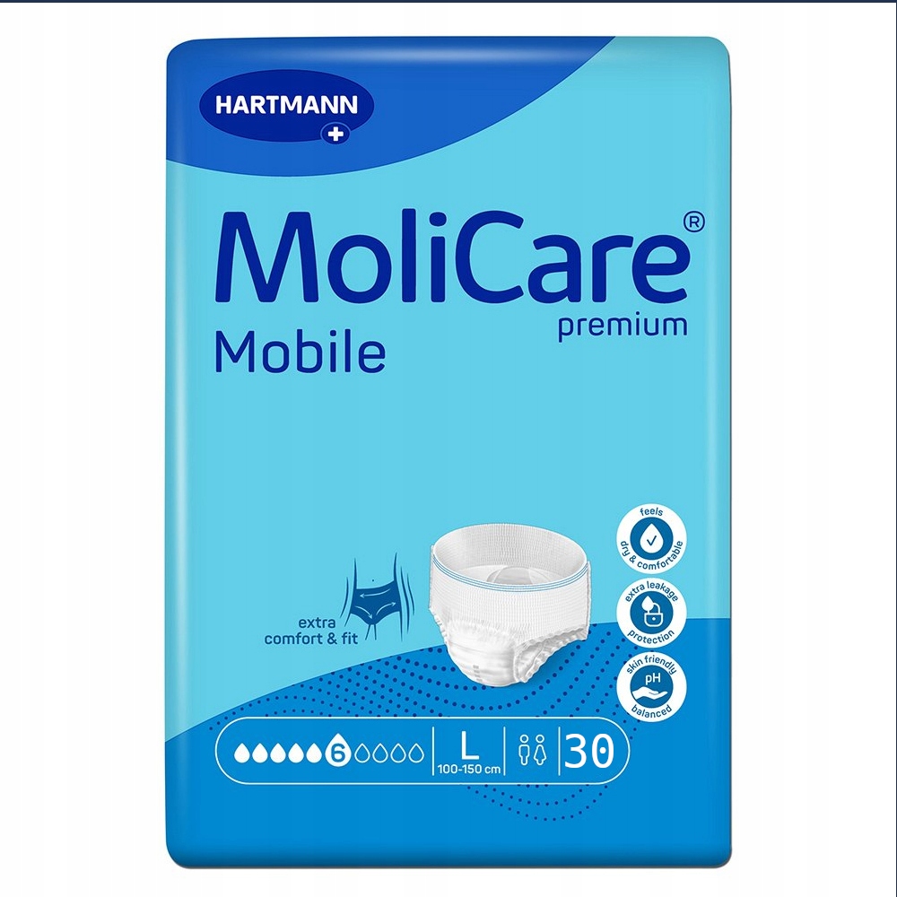 Majtki chłonne Molicare Mobile 6 kropli r. L a 30 szt. Nowa Wersja