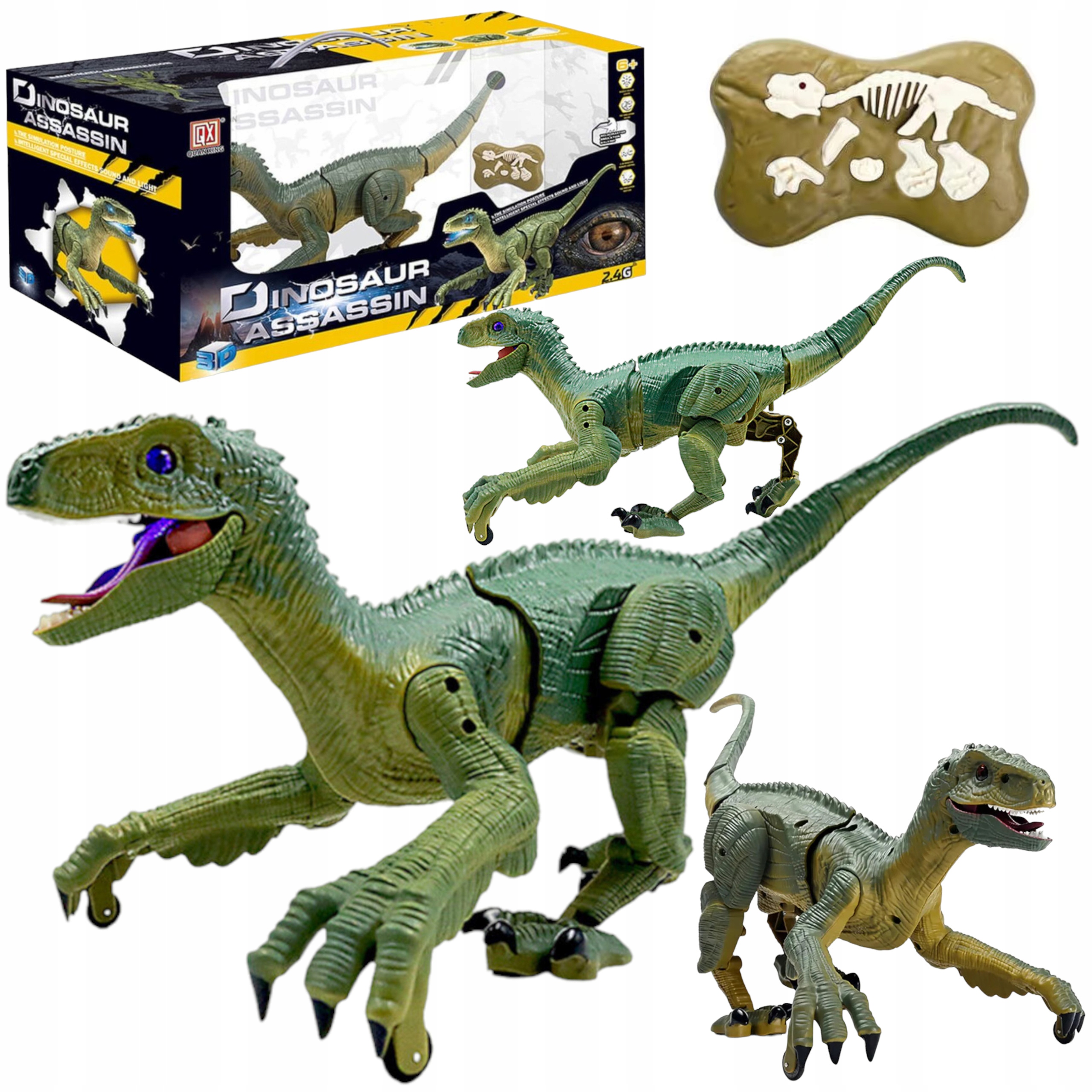 Dinozaur Velociraptor zdalnie sterowany pilot port usb dźwięki QX020