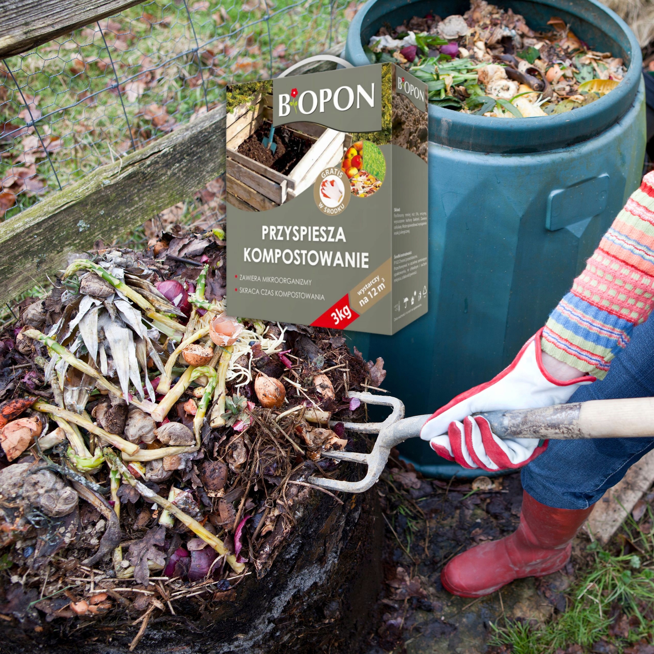 BIOPON PREPARAT PRZYŚPIESZAJĄCY KOMPOSTOWANIE 3KG SKRACA CZAS ROZKŁADU Producent Bros