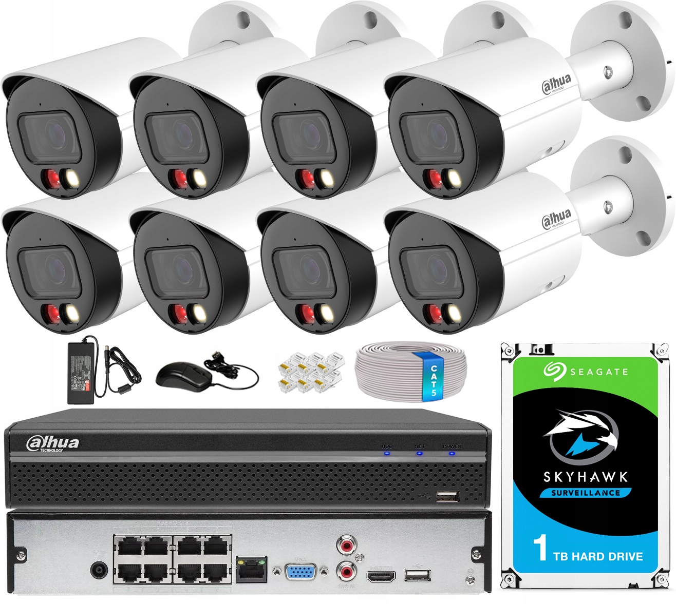 Sada monitorování Ip PoE 8 kamer IPC-HFW2549S-S-IL-0280B WizSense Dahua