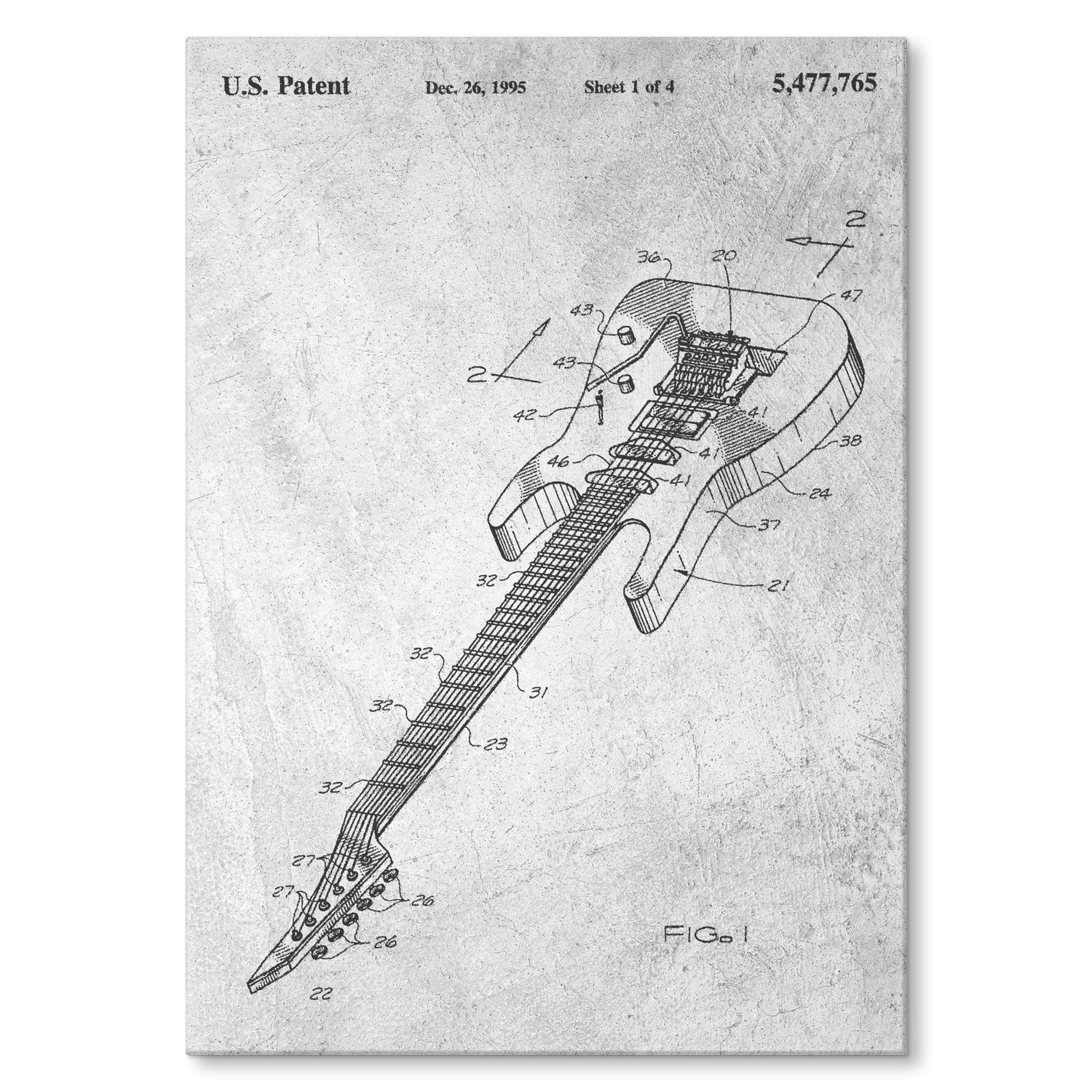 Kovový plakát Elektrická kytara Hudebník L