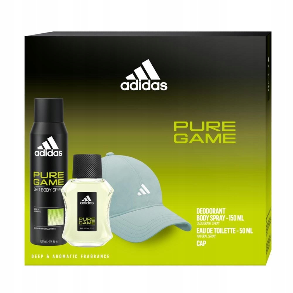 2x Adidas Pure Game Men Zestaw Woda Edt Deo Spray Czapka