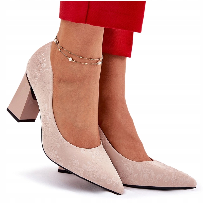 Elegantní Lodičky Na Podpatku, Špičaté Špičky, Růže Vinceza 62223 Béžové 37