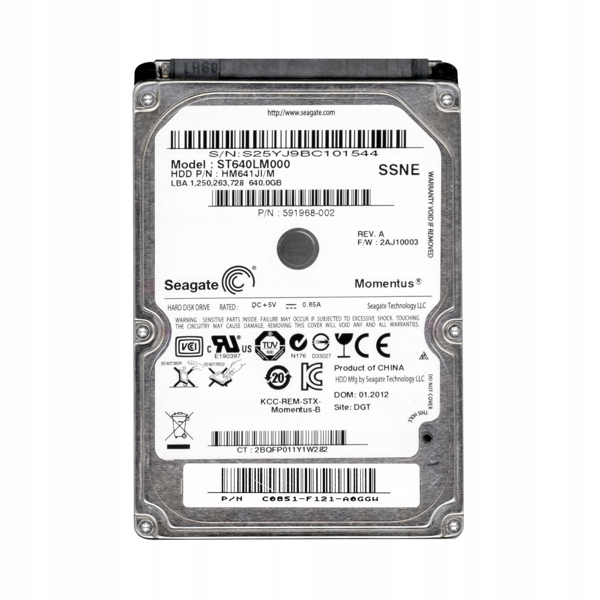 Seagate 640GB 5.4K 8MB Sata II 2.5'' ST640LM000