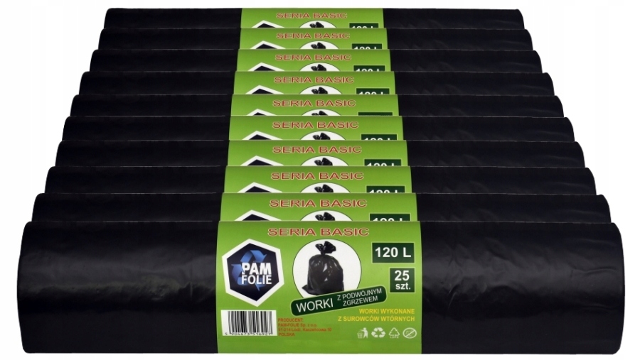 Levně Pytle na odpadky 120L 25 Ks silné univerzální černé