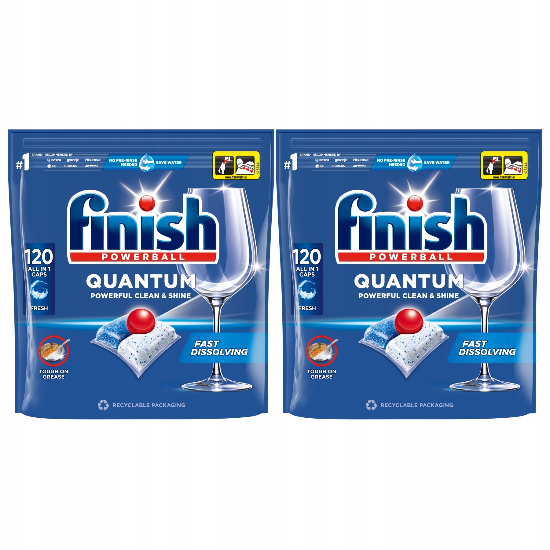 Levně 2x kapsle do myčky nádobí Finish Quantum Fresh 120ks