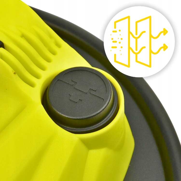 ODKURZACZ PRZEMYSŁOWY BUDOWLANY BEZWORKOWY Z OTRZĄSACZEM PŁYN KARCHER 2200W Zasilanie sieciowe