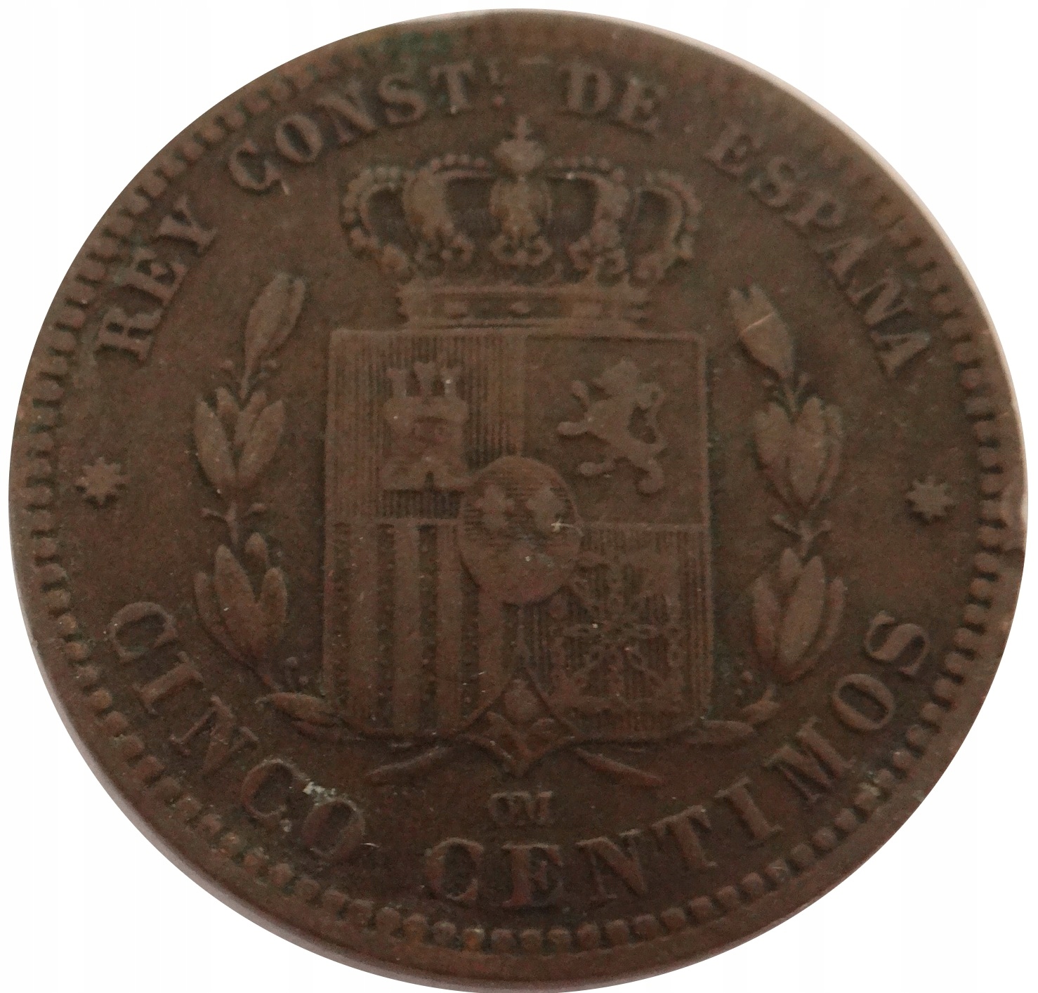 [D0320] Hiszpania 5 centimos 1877