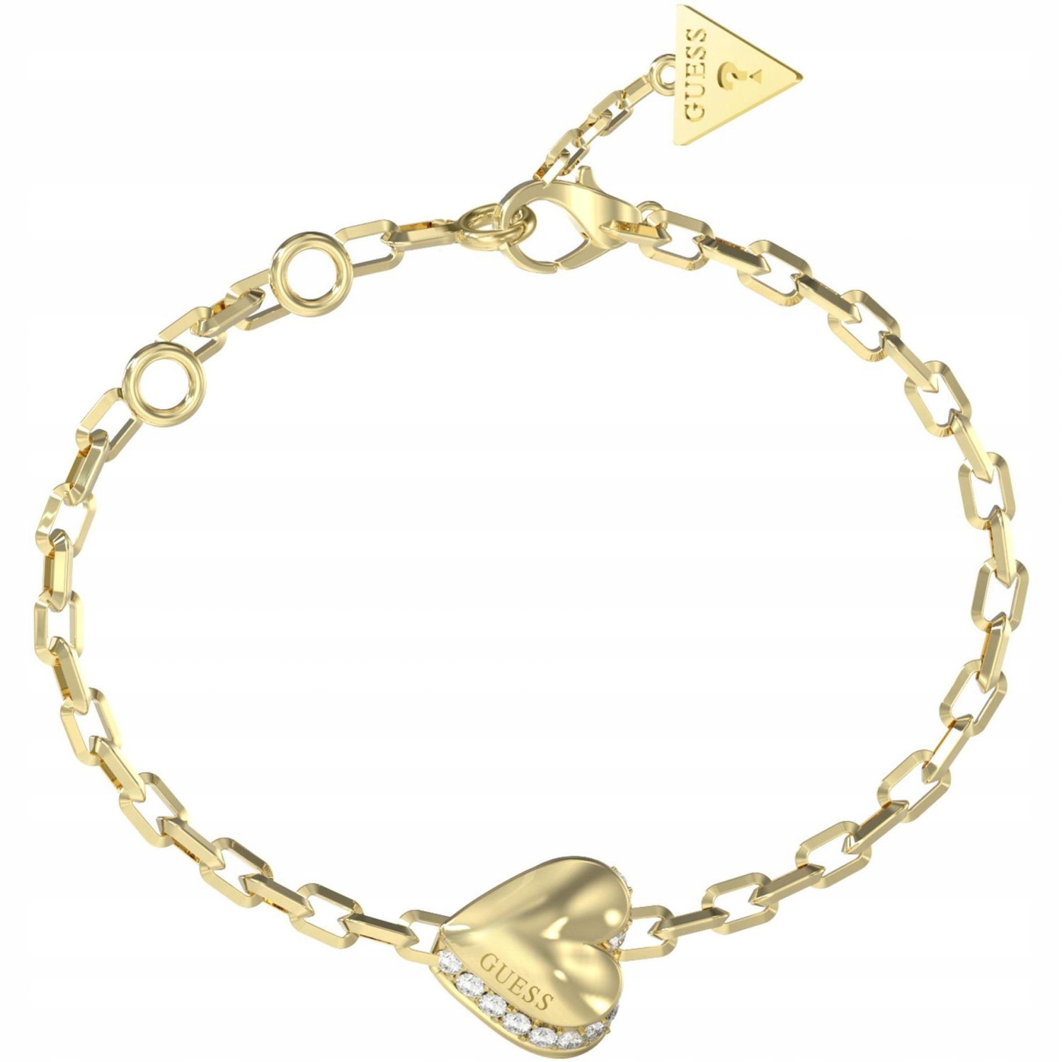 Dámský zlatý náramek Guess zirkon srdce 18 cm