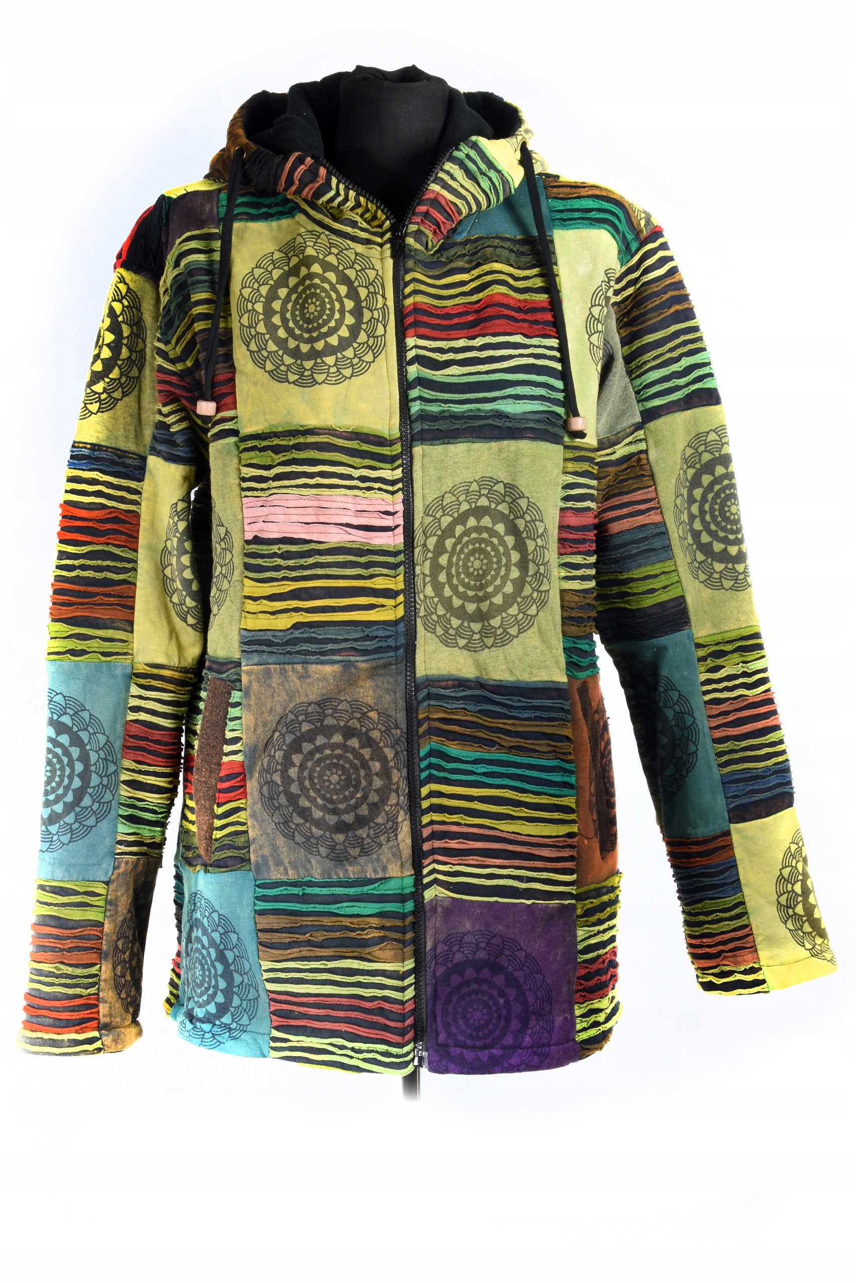 Mikina patchwork Himalájská bavlna fleece Umělecká barevná