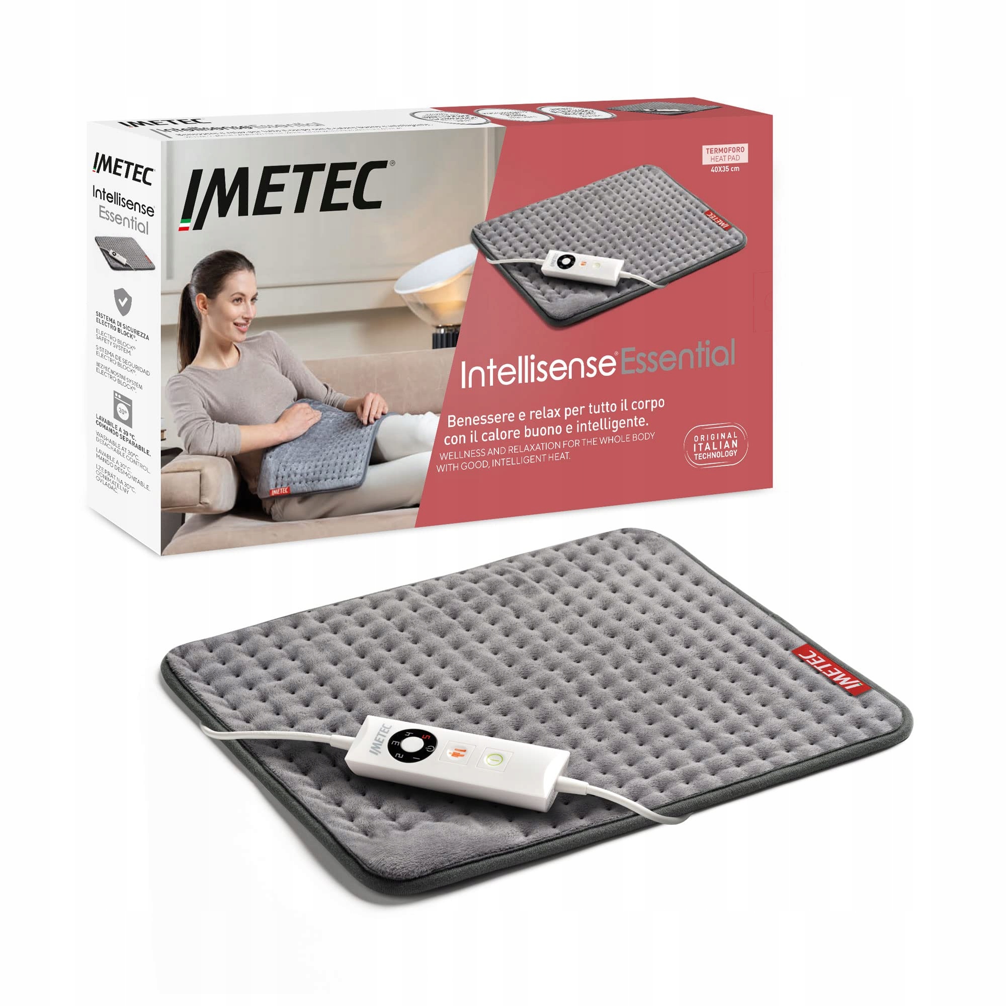 Imetec mata grzewcza 40x35 cm szybkie nagrzewanie,tkanina hipoalergiczna