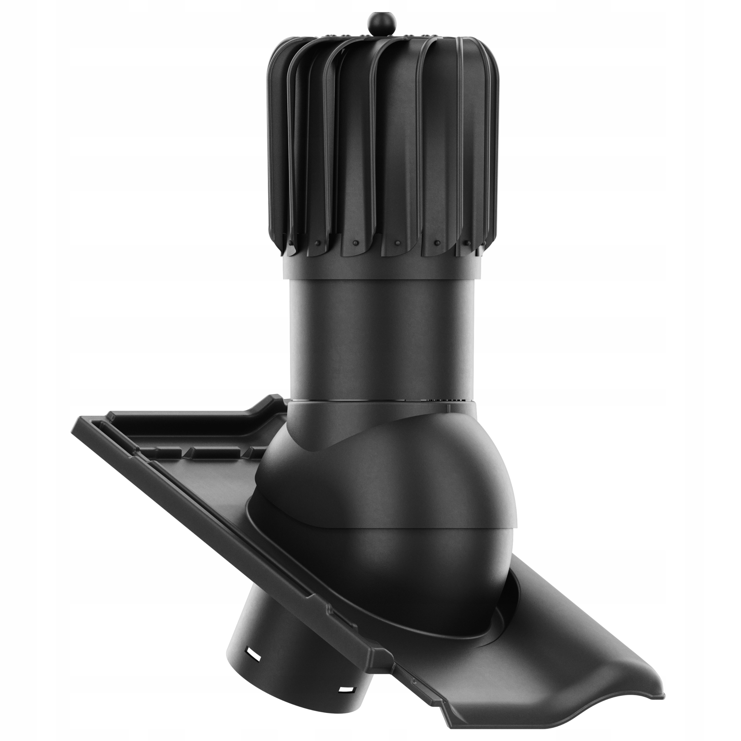 Otočný Podložný Větrací komín Ø125 Braas Rubín 9V Černý