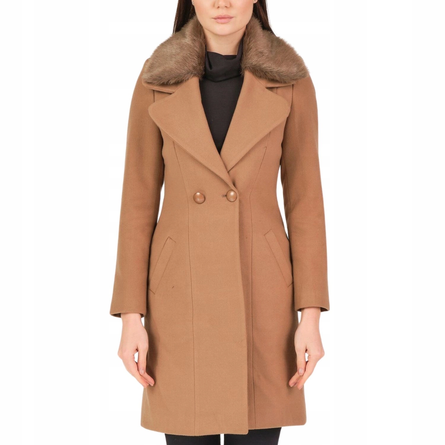 Dámský kabát Dewberry módní, elegantní, přechodový, dlouhý, hnědý vel. L