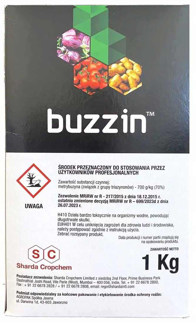 Buzzin 70WG 1kg Sharda metrybuzyna chwasty ziemniak, pomidor, oberżyna