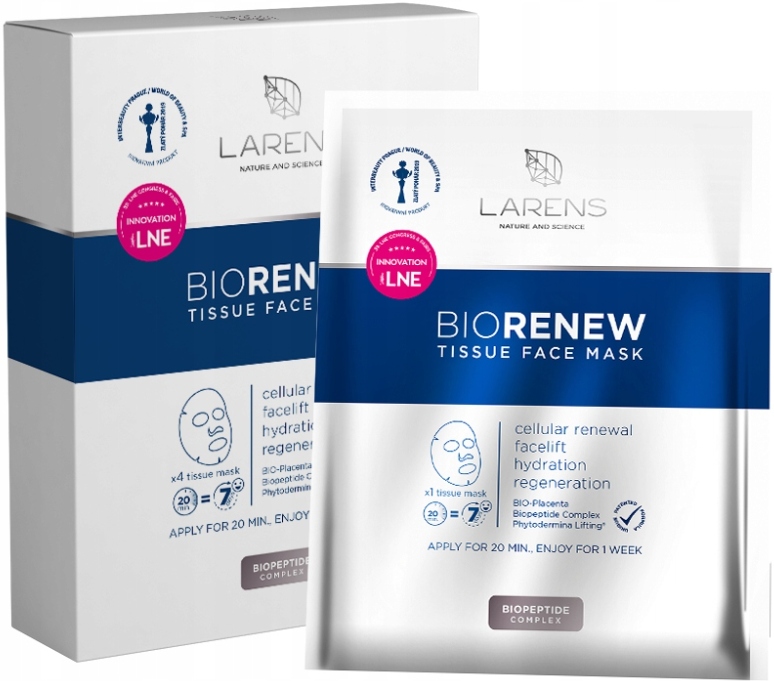 Larens Bio Renew Tissue Face Mask 4x25g maseczka kompres w płacie do twarzy
