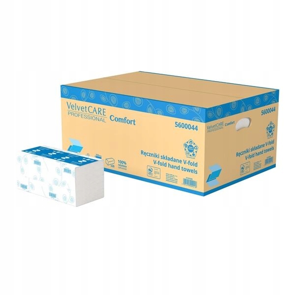 Levně Skládané papírové ručníky Velvet Professional 2vrstvé, bílé, 23x25 cm, 20