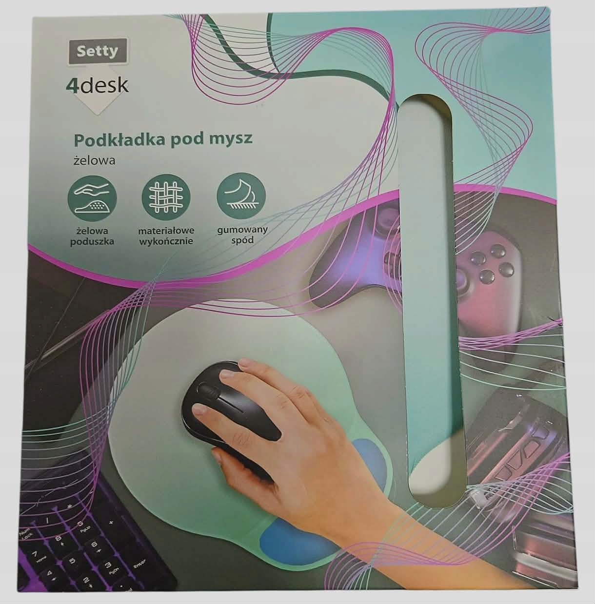 Podkładka żelowa pod mysz myszkę Miętowa Setty 2,3 cm x 26 cm x 21,5 cm