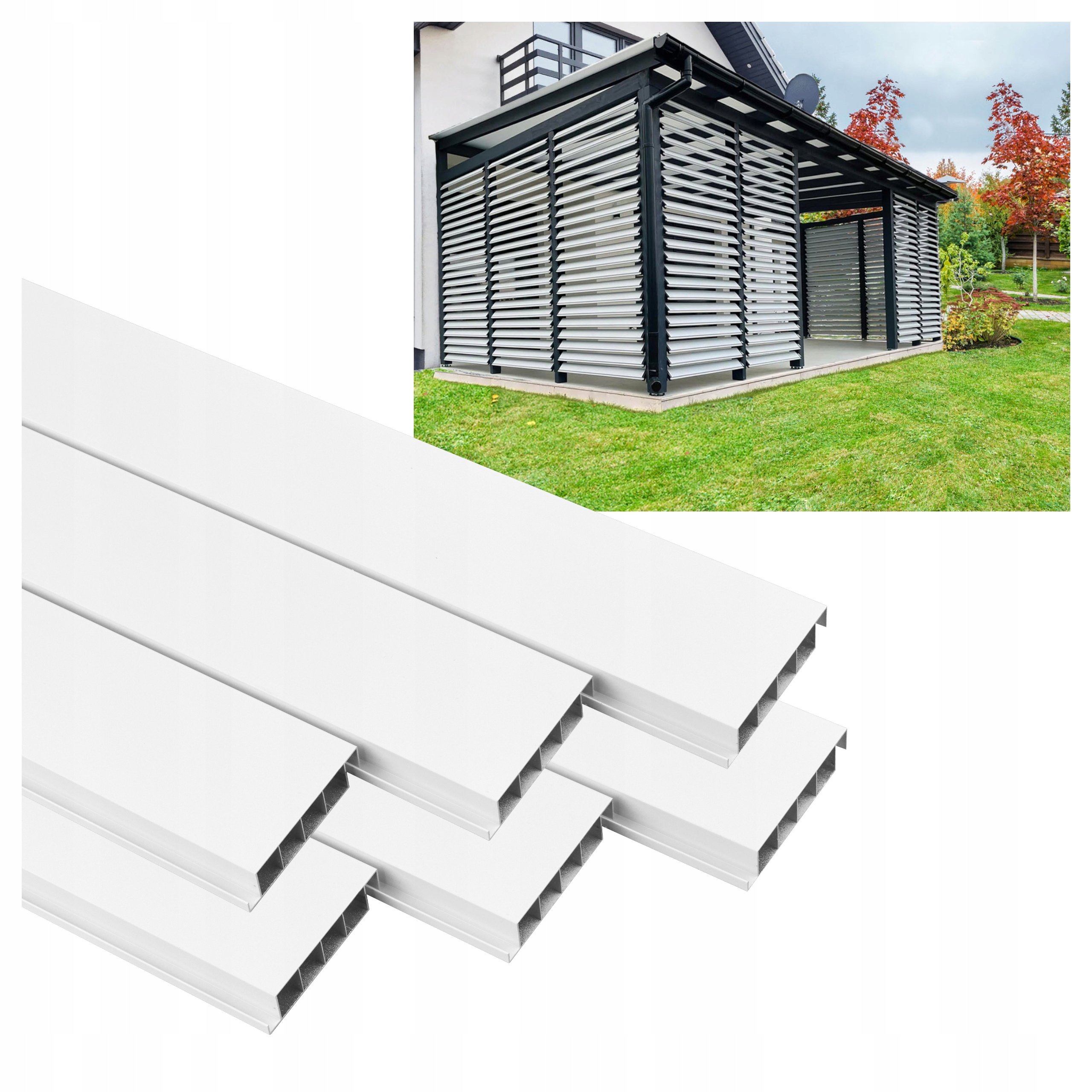 6 X Pohyblivé Dosky Na Žalúzie Shutters Panel Altánok Pergola Biela 150 CM