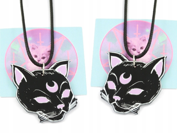 wisiorek MOON KITTY pastel goth gothic kotek alternative cat