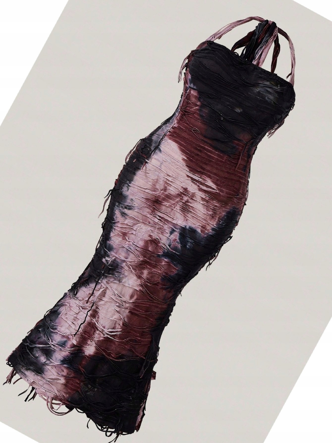 Šaty Dye Tie Syrena s třásněmi Tužková s vázáním na krku Maxi Shien XXL