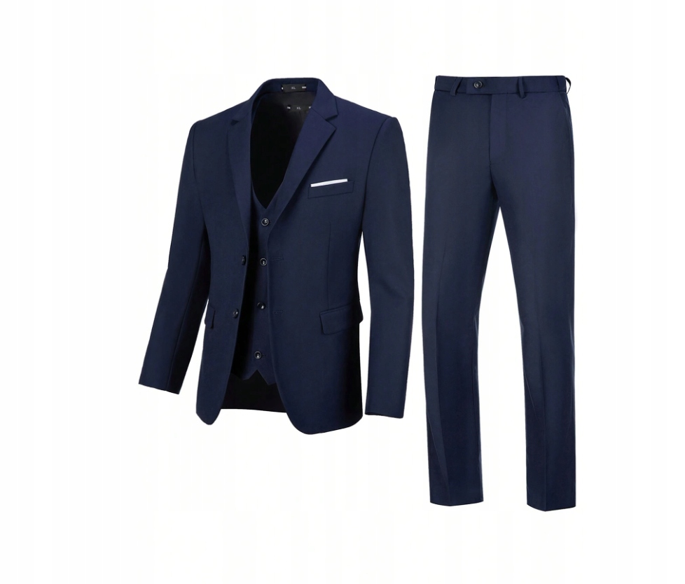 Shein Modrý Pánský Oblek S Pravidelnou Vestou XL 1HC