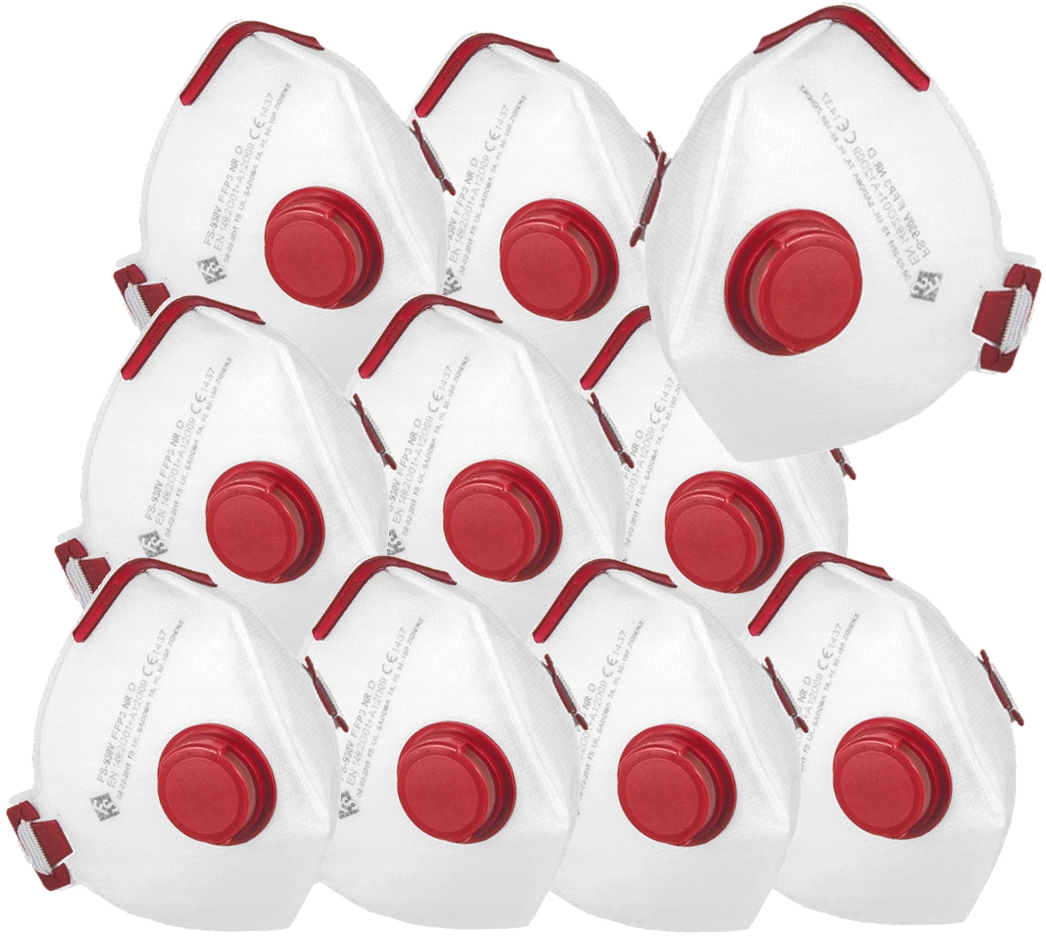 10x MASKA FFP3 OCHRONNA 30ND ANTYWIRUSOWA SKŁADANA