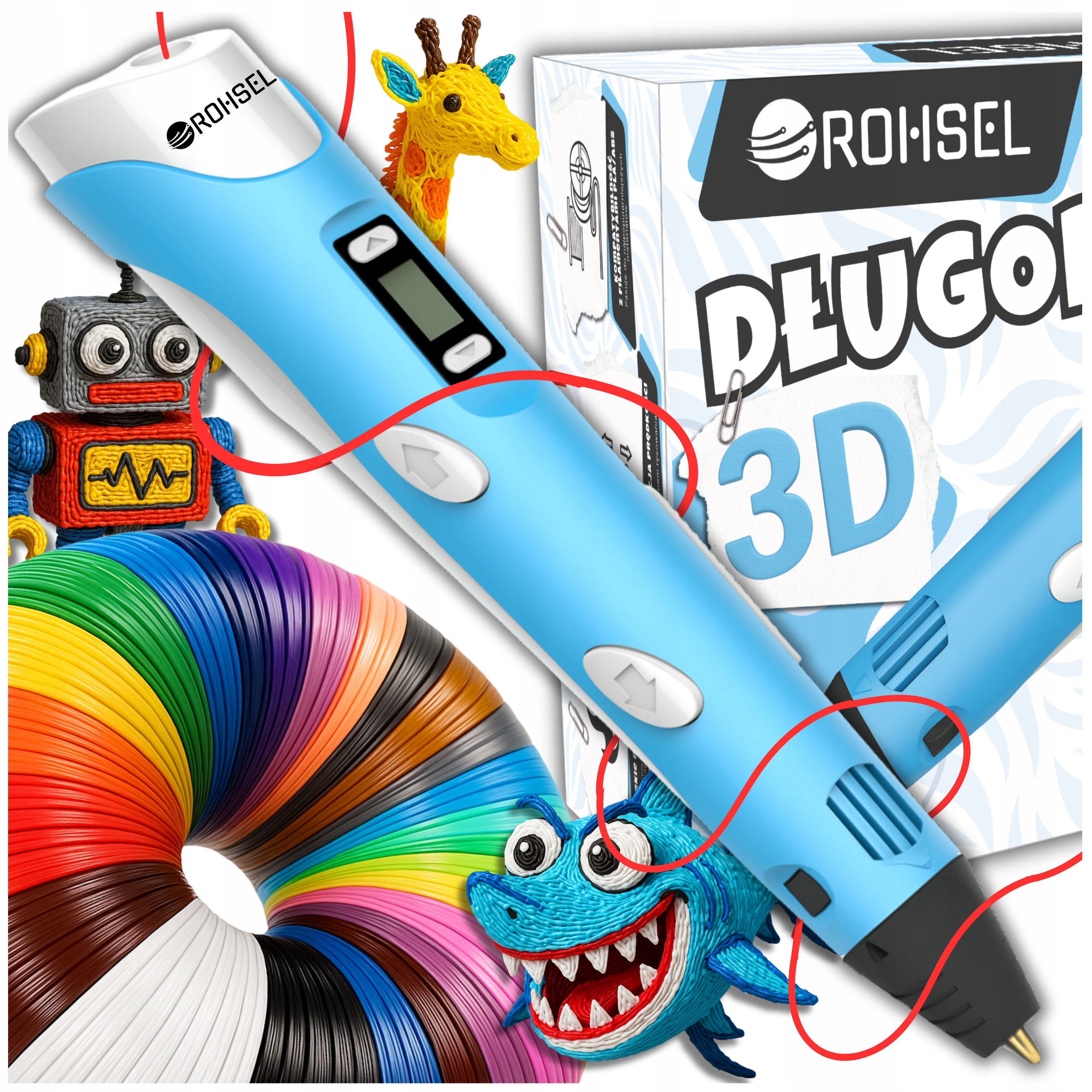 Długopis 3D Dla Dzieci Drukarka 3D Magiczny Długopis 3D Wkłady 160 Metrów