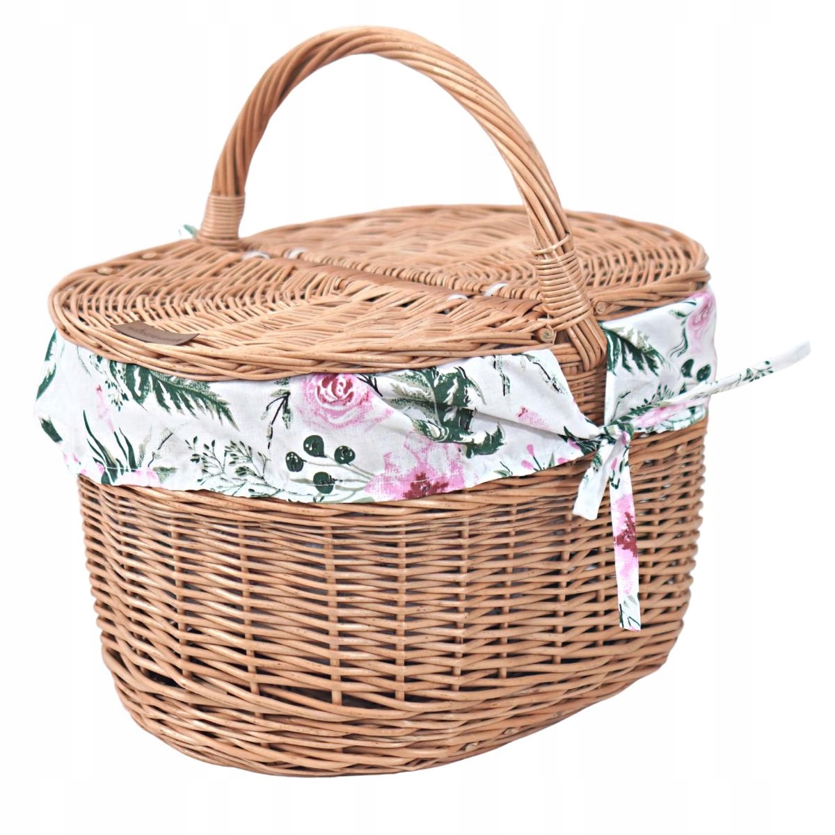 Piknikový koš z proutí s vložkou, přírodní růže
