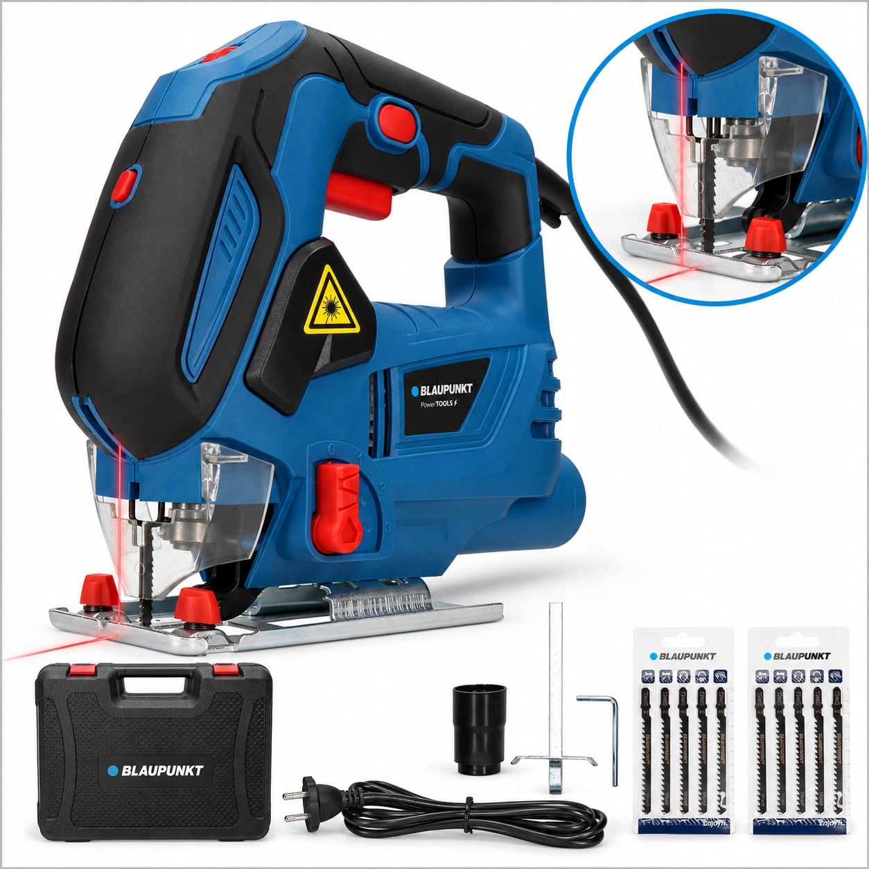 Wyrzynarka laser Led walizka 10 brzeszczotów 1400W Blaupunkt JS5010