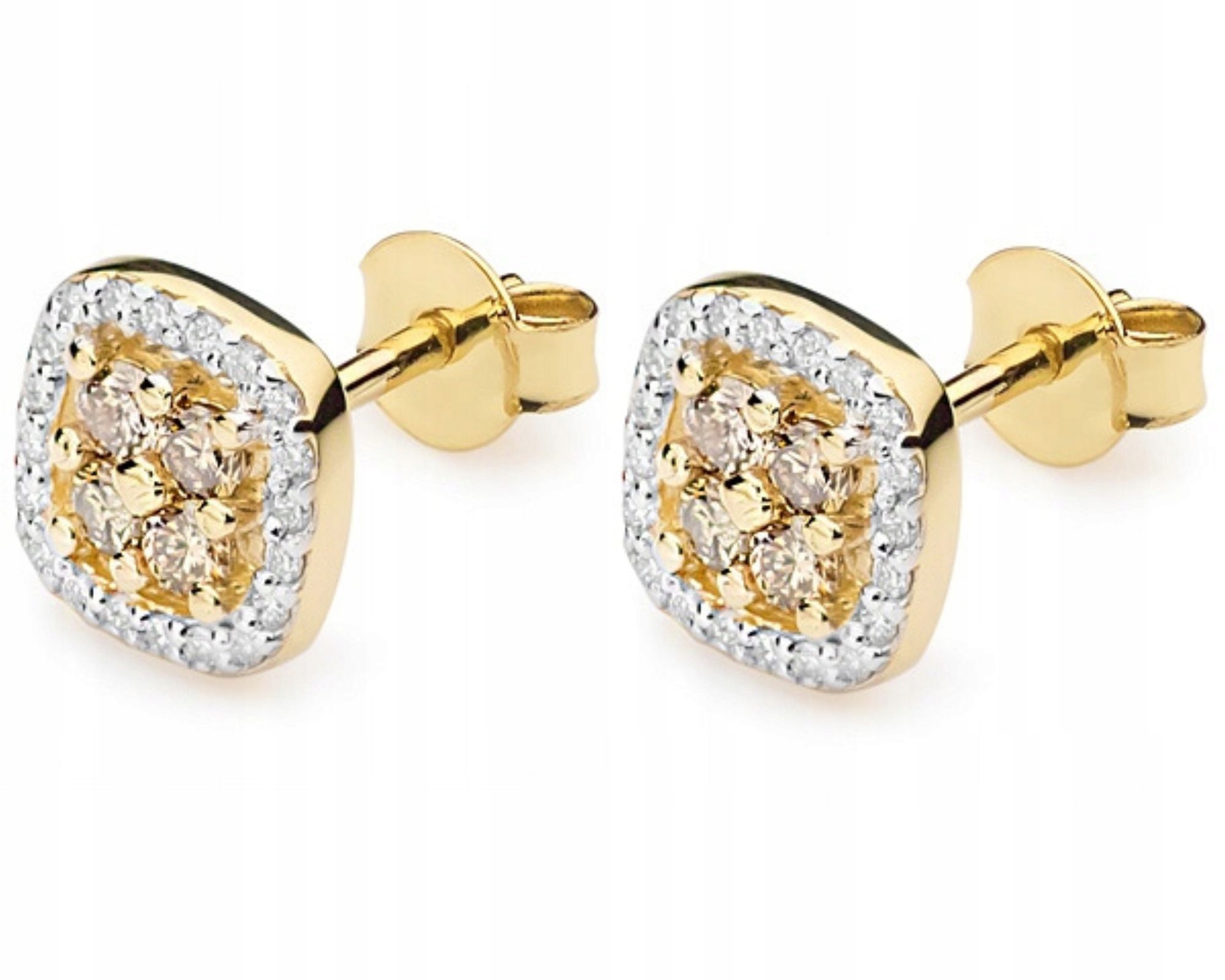 Zlaté náušnice s bronzovými brilianty, vruty 585