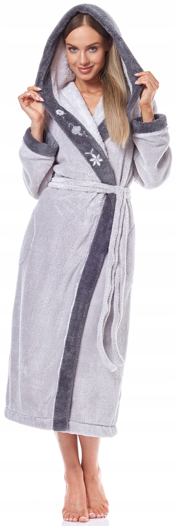 DŁUGI CIEPŁY PUCHOWY DAMSKI SZLAFROK PODOMKA M Płeć kobieta