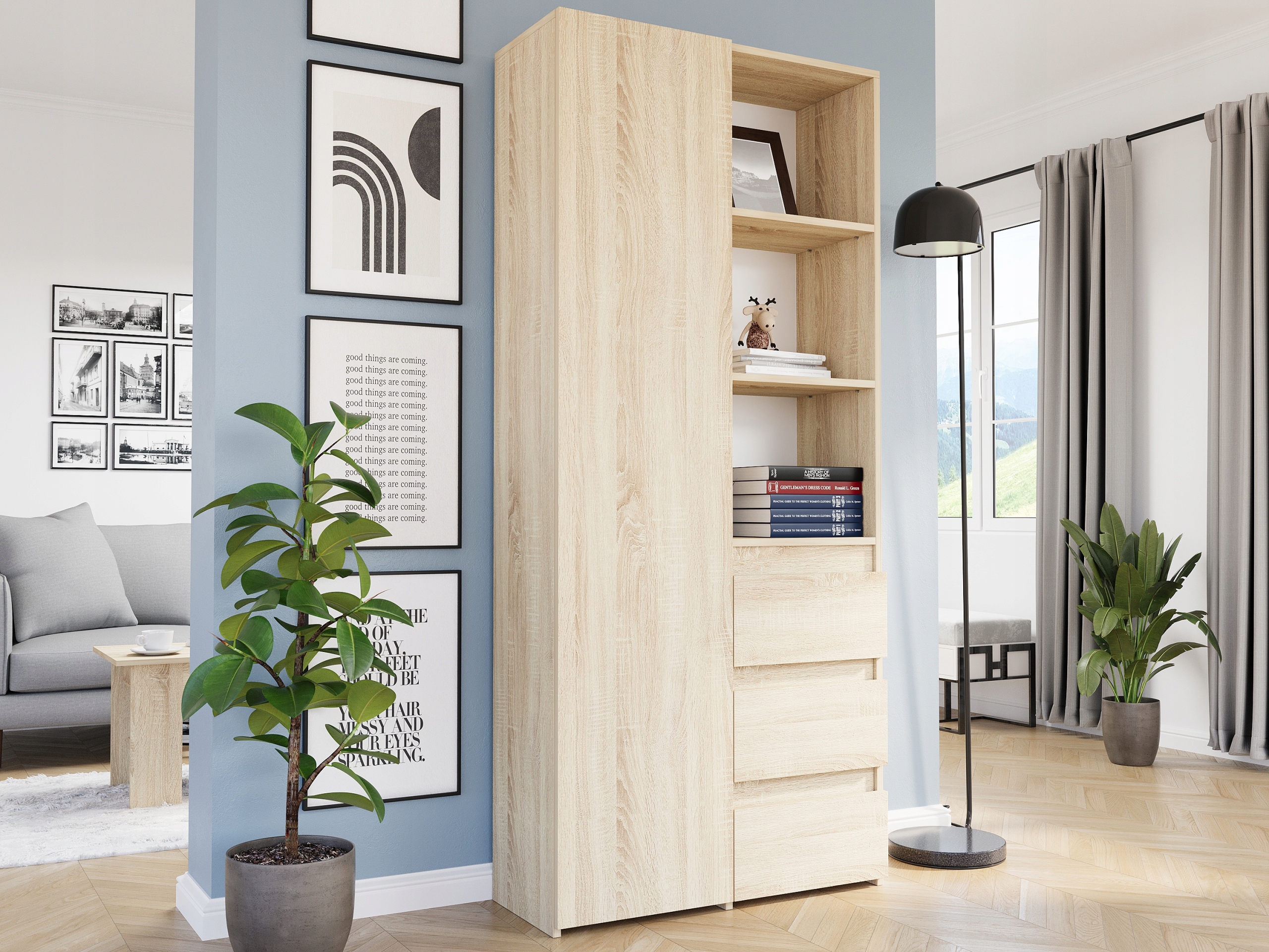 REGAŁ KSIĄŻKI BIUROWY 3 SZUFLADY B-80-S3 SONOMA