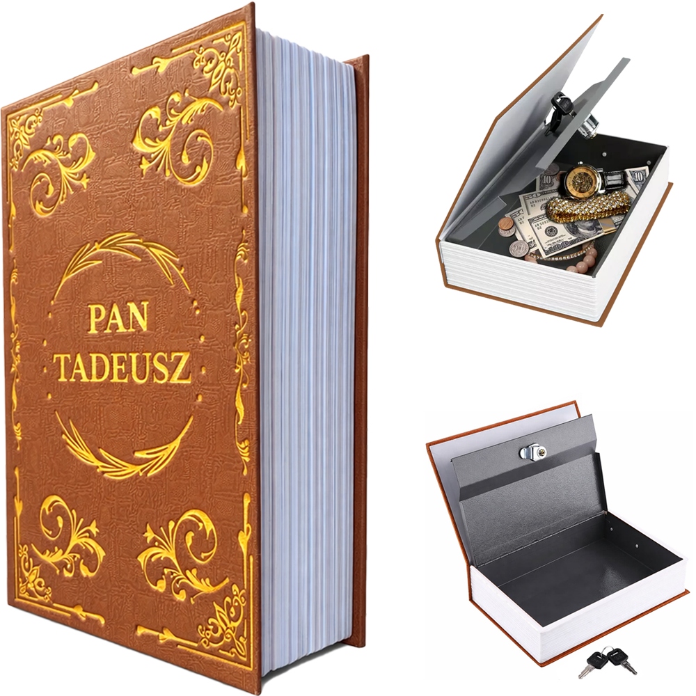Sejf Kasetka Metalowa Pan Tadeusz Książka Lektura Schowek Skrytka Kasetka