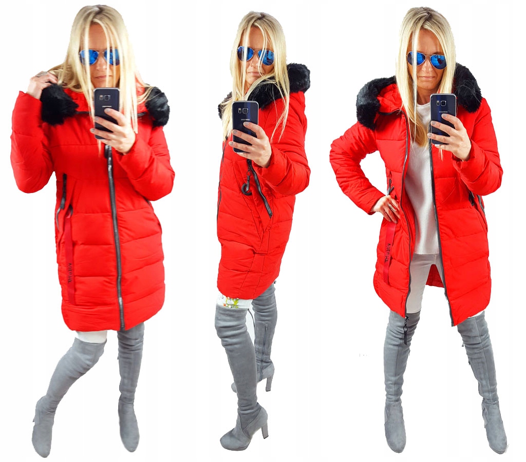 

Kurtka Płaszcz Długa Pikowana Parka Z Futerkiem Xs