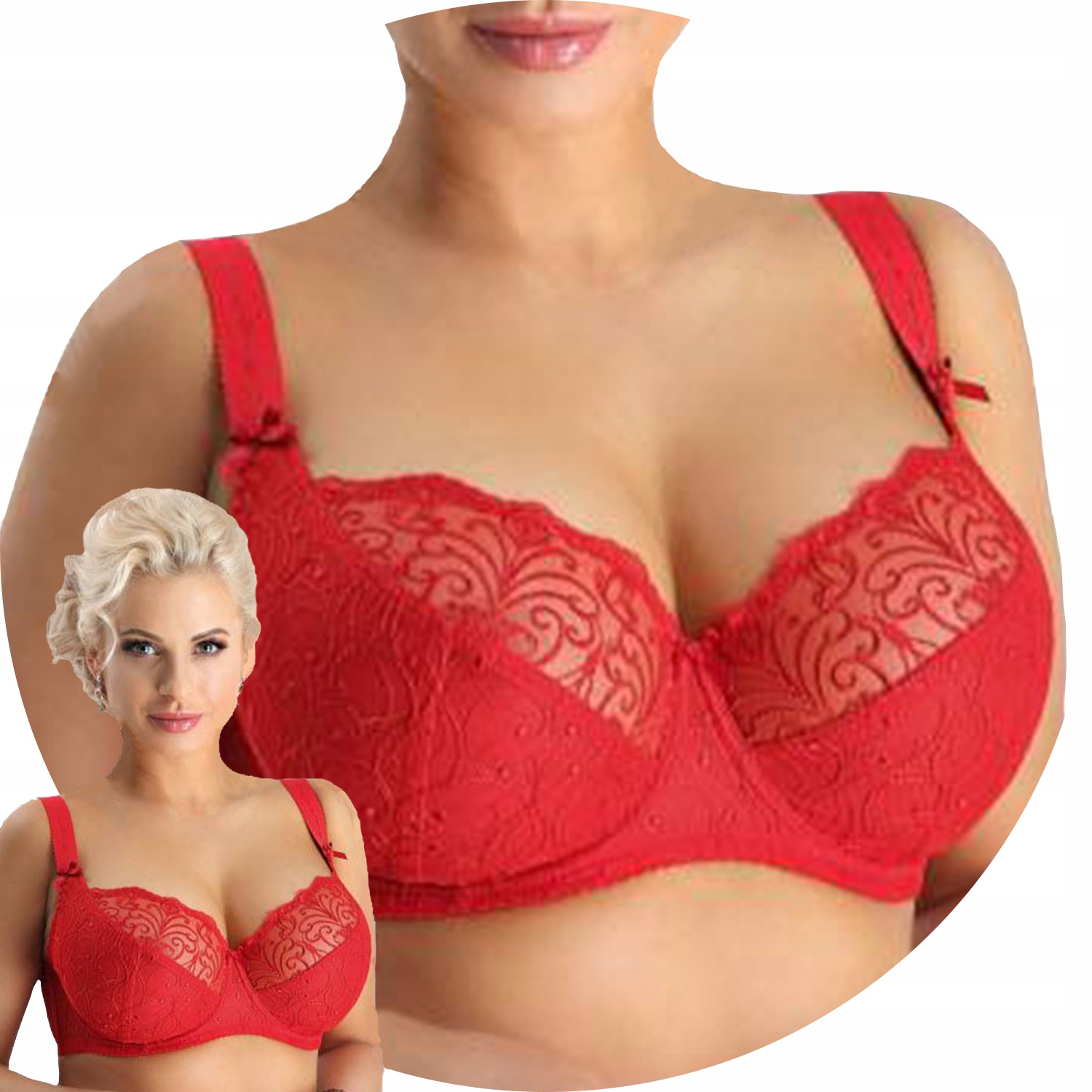 Nessa Sonata N500 červená výšivka Měkká podprsenka 65G Soft