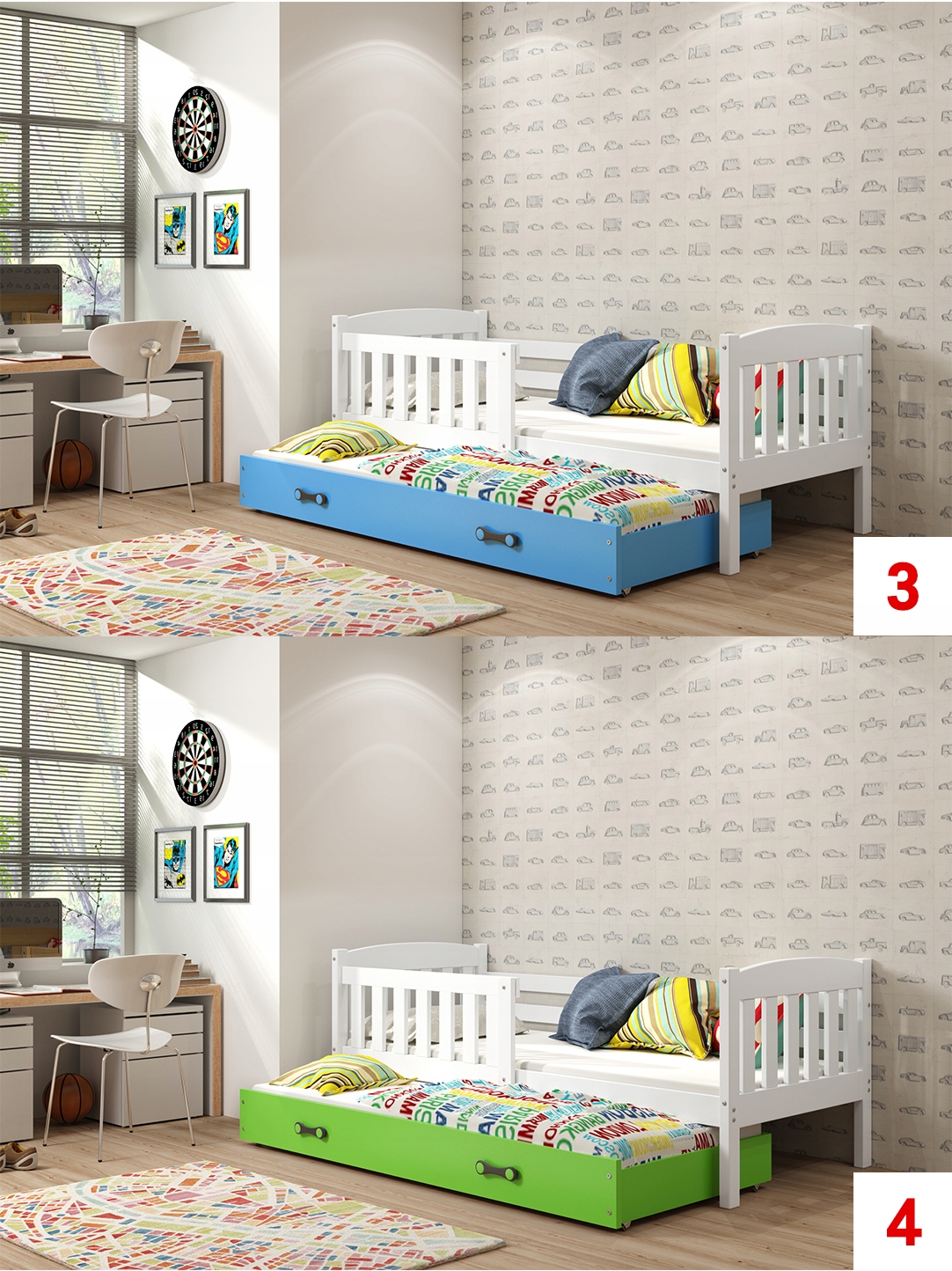Łóżko piętrowe dla dwójki dzieci Kubuś 190x80 Bohater inny