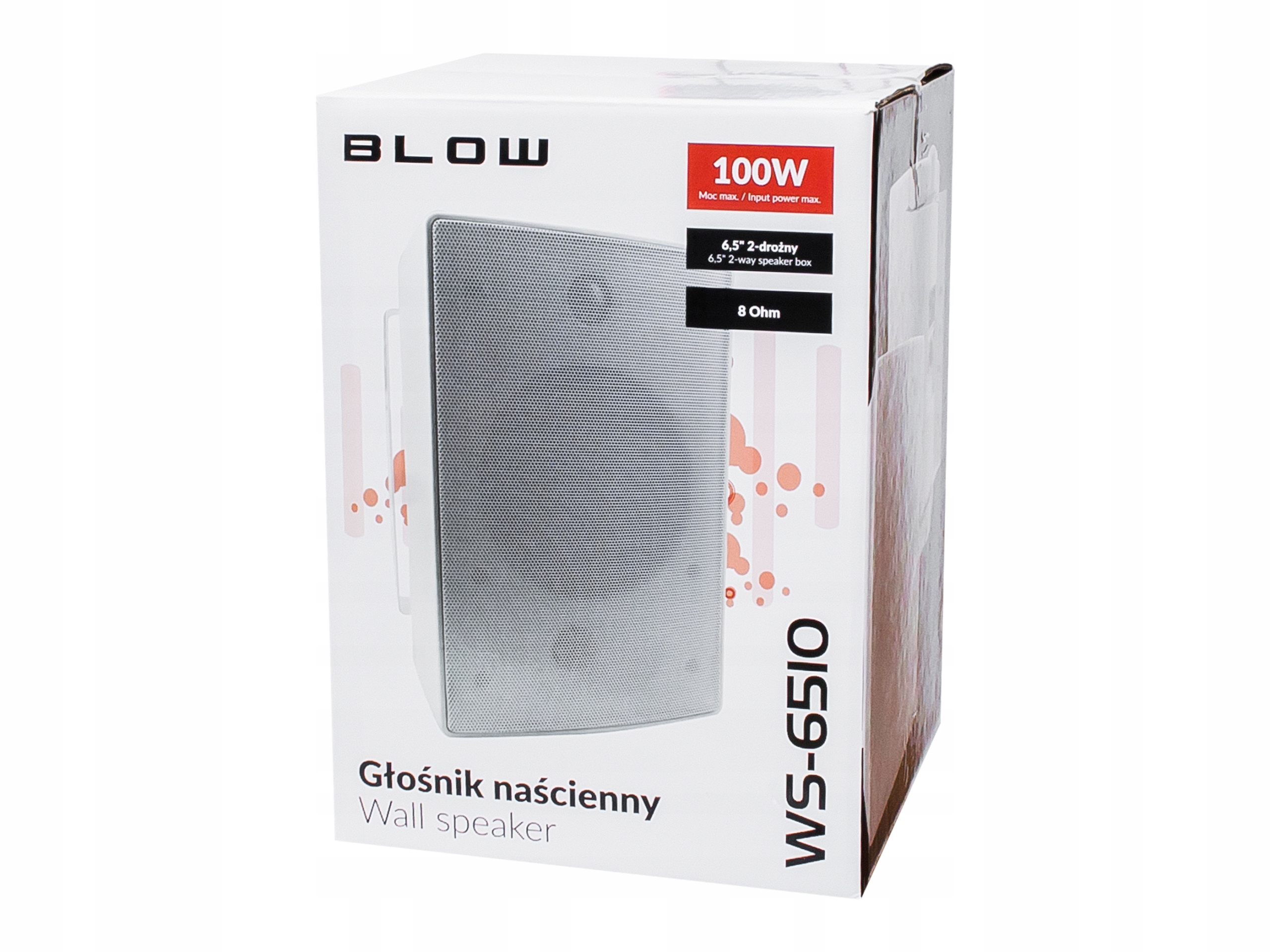 2x SOLIDNY GŁOŚNIK ŚCIENNY 100W NA ŚCIANE UCHWYT BIAŁY RADIOWĘZEŁ SIŁOWNIA Model WS-6510