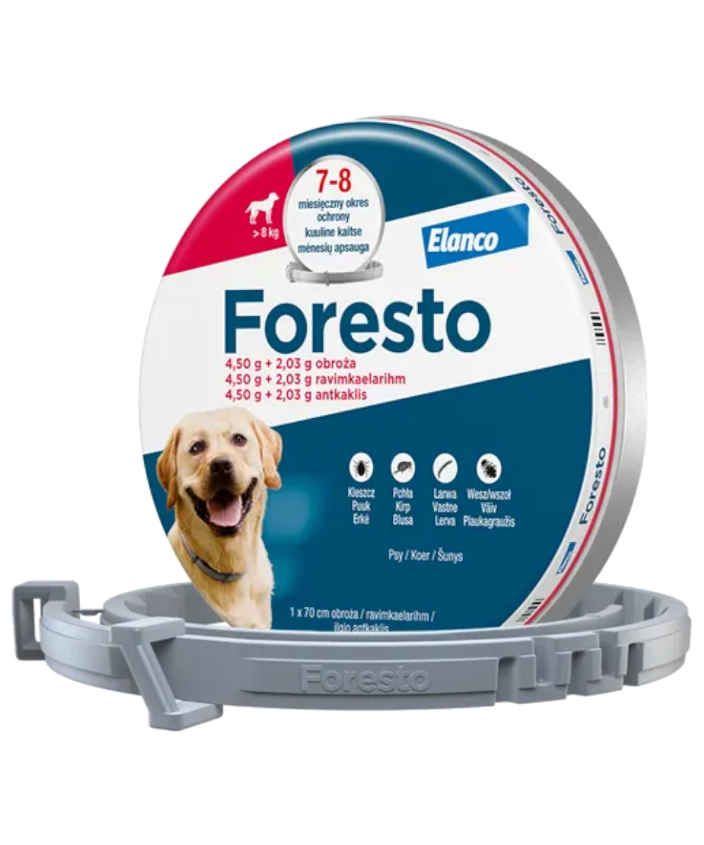 Foresto Obroża Dla Psów Od 8 Kg Elanco Dł. 70 cm Zwalcza pchły,kleszcze
