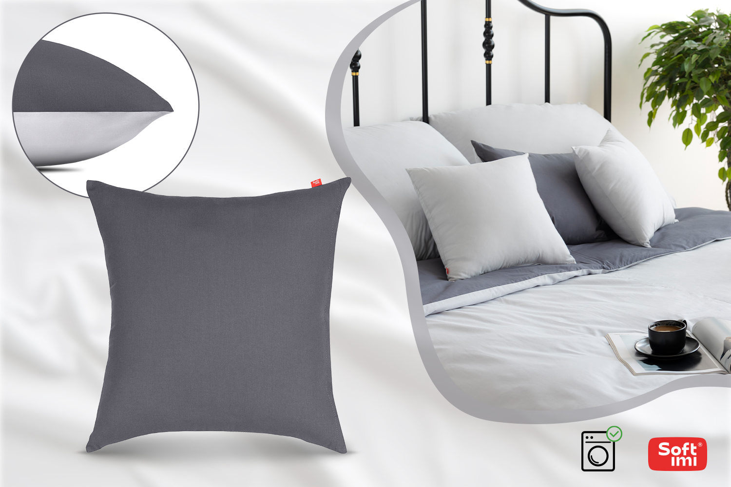 POSZEWKA NA PODUSZKĘ 40X40 JASIEK BAWEŁNIANA DEKORACYJNA SZARA BAWEŁNA 100% Kod producenta BEDDING-40X40-02-08