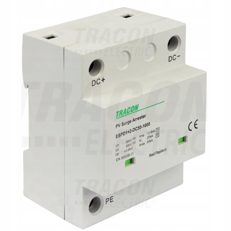Omezovač přepětí T1+T2 DC jednotná skříň ESPD1+2-DC50-1000