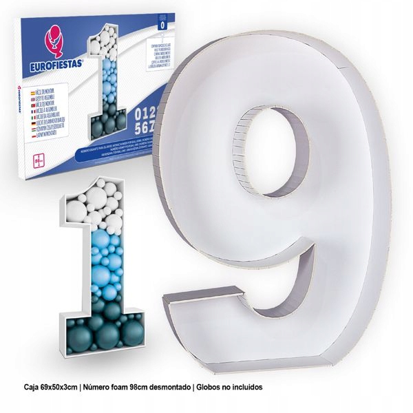 Digitální 98 cm písmeno '9' z netkané textilie s oboustranným lepidlem