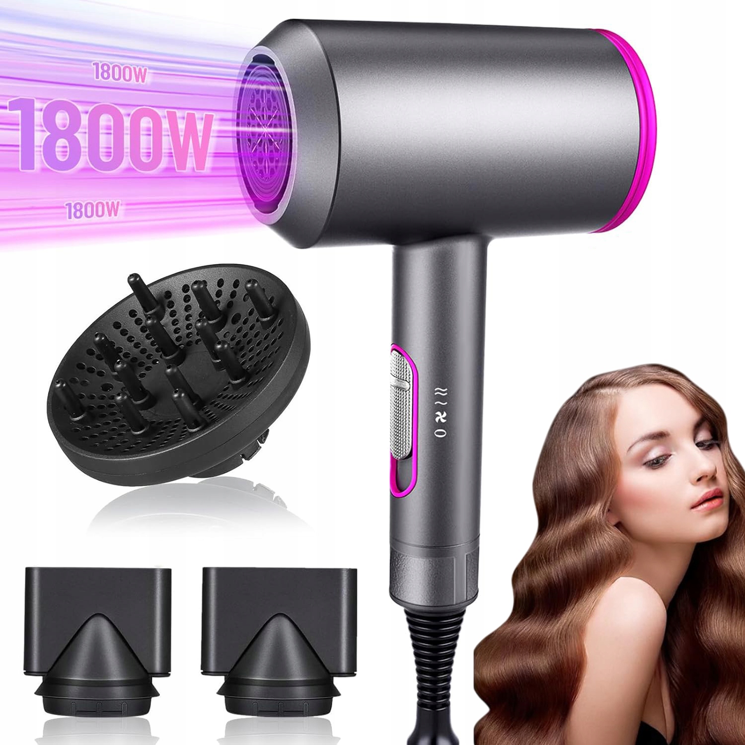 Vysoušeč Vlasů Ionizace Profesionální Termostatický 1800 W Výkonný