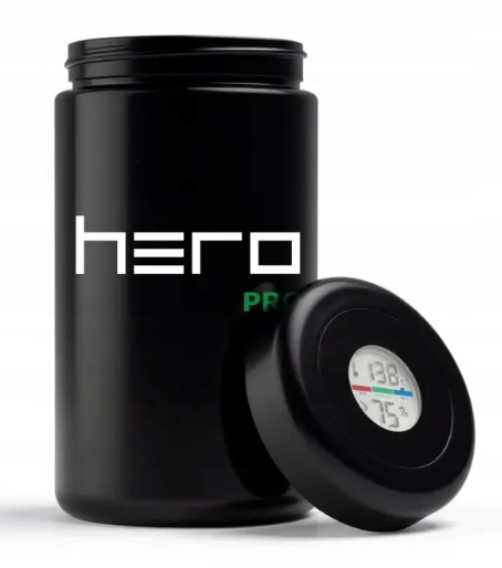 Skleněná nádoba bez zápachu s vlhkoměrem 2000 ml Hero Pro
