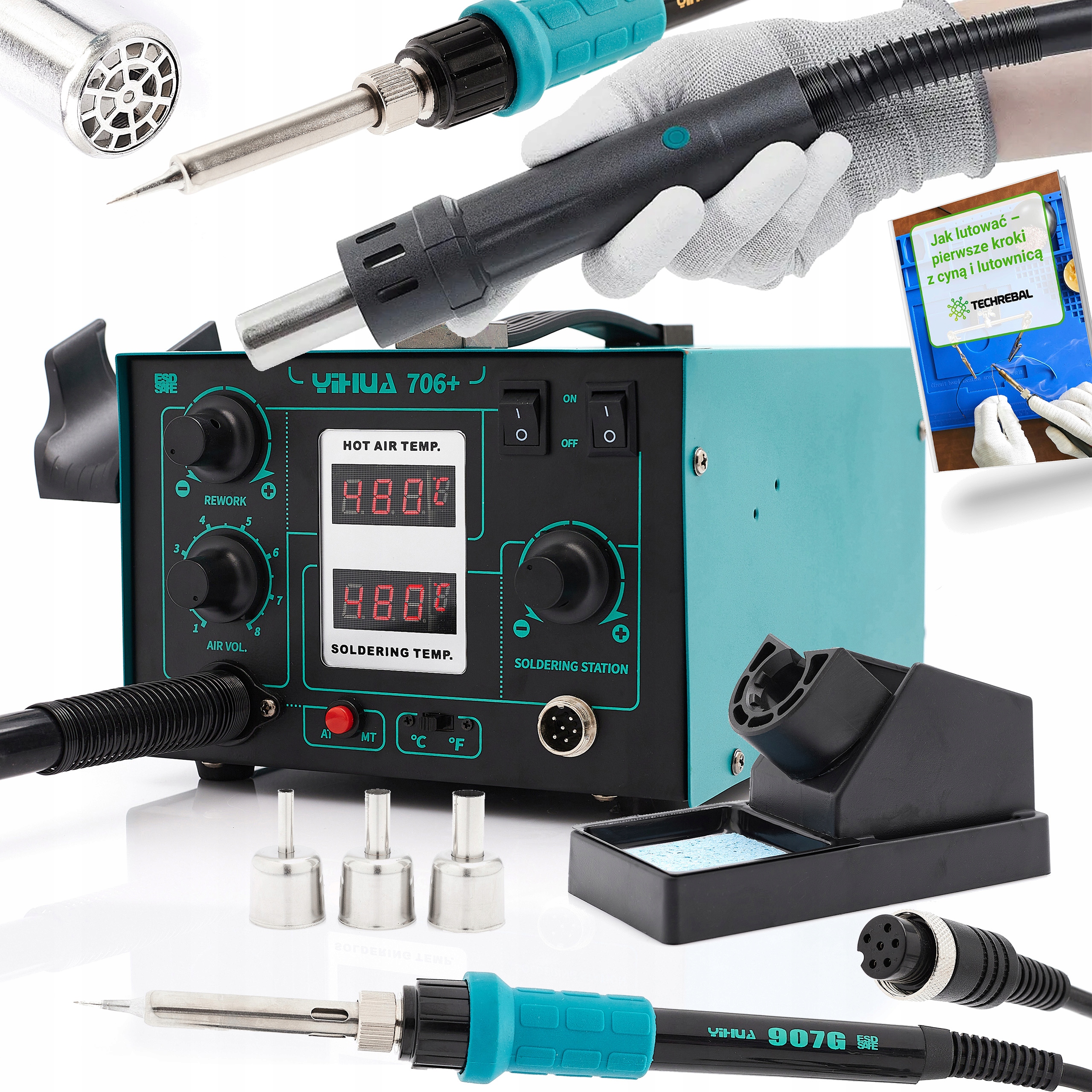 Pájecí Stanice 2V1 Páječka Hot Air Yihua 706+ 640W Sleep Bga